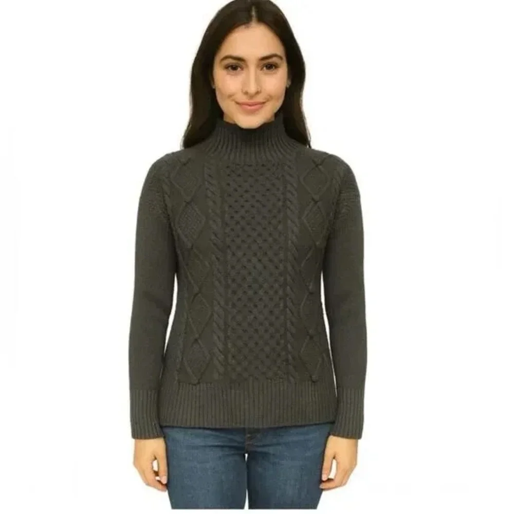 J.Crew Preppy Mock Neck Cable Knit Chunky Sweater, XXS